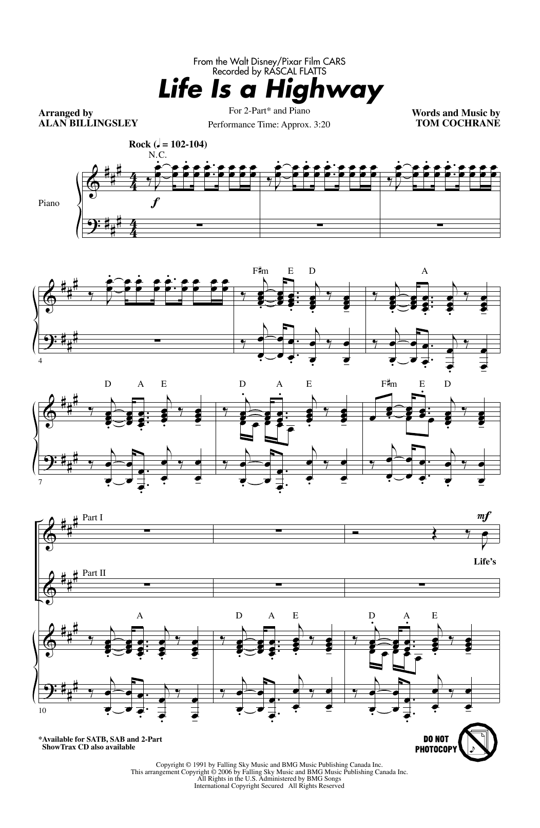 Produktgalerie: Seite 1 von 1 Life Is A Highway (from Cars) (arr. Alan Billingsley), Rascal Flatts, Chor