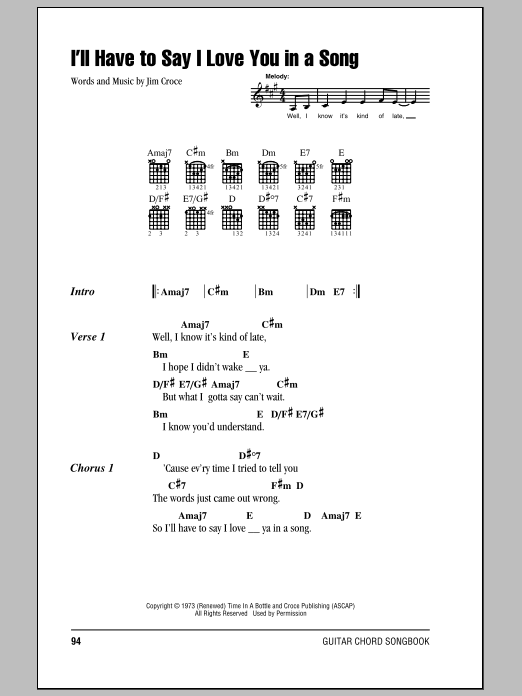 Produktgalerie: Seite 1 von 1 I'll Have To Say I Love You In A Song, Jim Croce, Gitarre