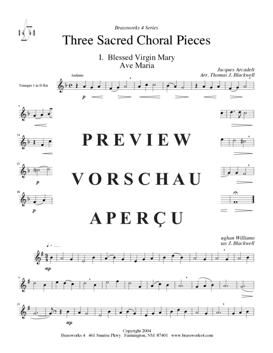 Produktgalerie: Seite 11 von 14 Drei geistliche Choral-Stücke  , , (2xTromp in B/C, Horn in F, Pos)