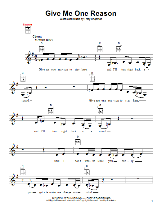Product gallery: Page 1 of 1 Give Me One Reason, Tracy Chapman
