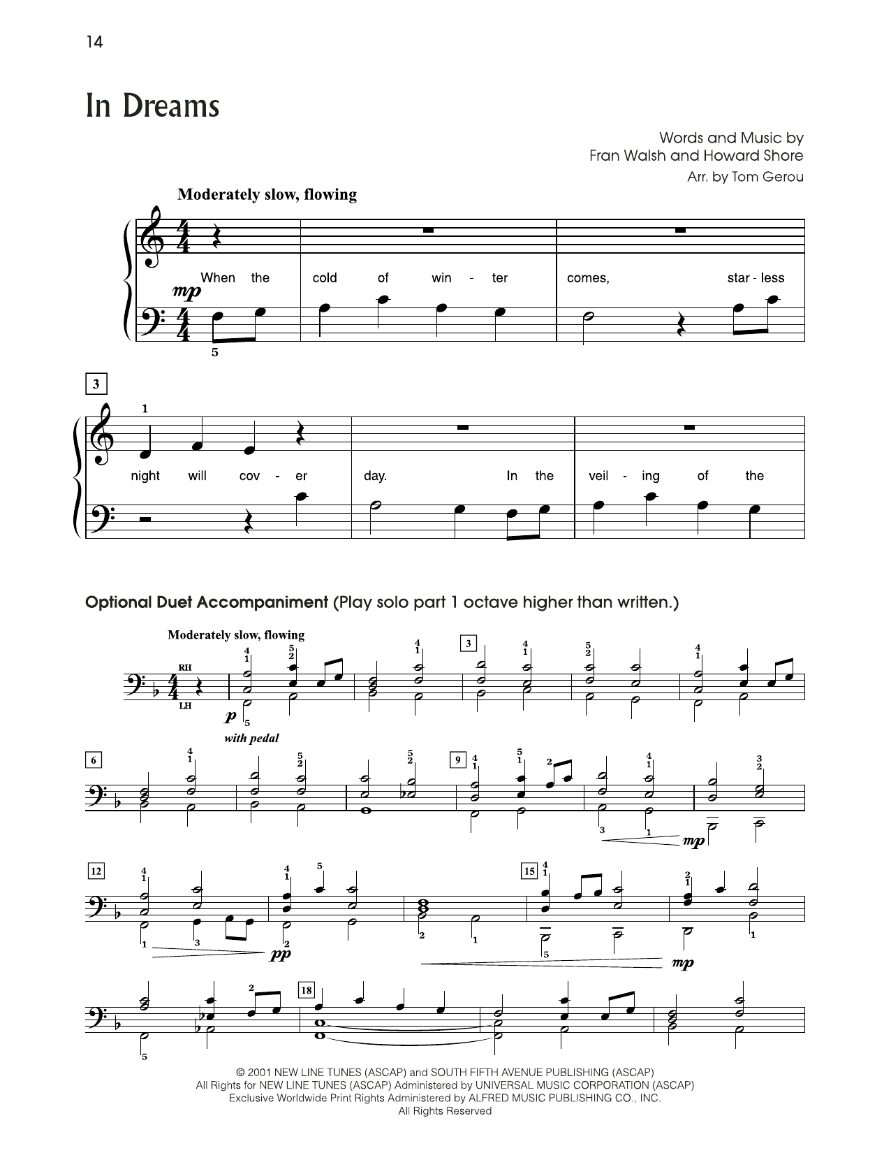 Produktbild zu: In Dreams (from The Lord Of The Rings) (arr. Tom Gerou)