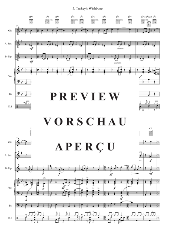 Produktgalerie: Seite 8 von 21 Turkey´s Wishbone , , (Combo Band + Alt Saxophon, Trompete in B)