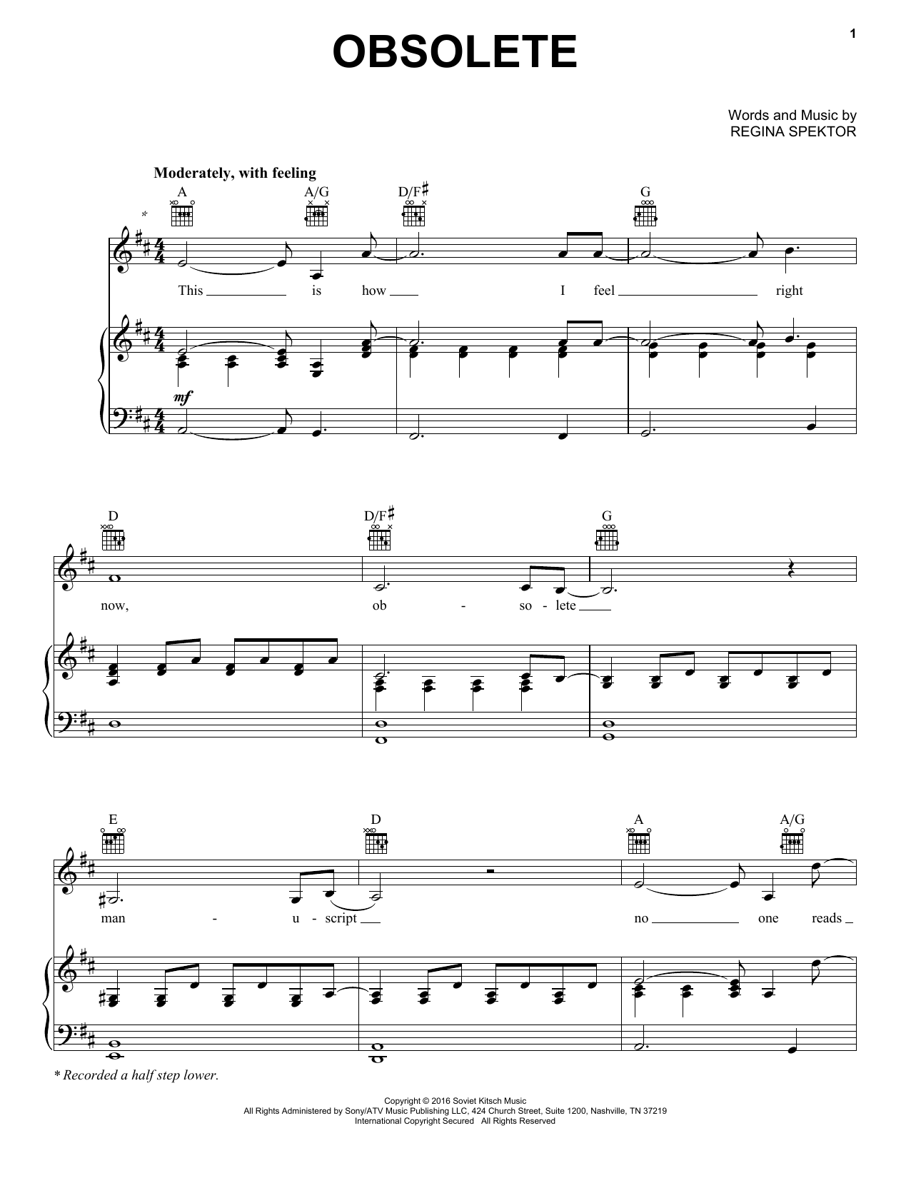 Produktgalerie: Seite 1 von 1 Obsolete, Regina Spektor, Gesang, Gitarre, Klavier