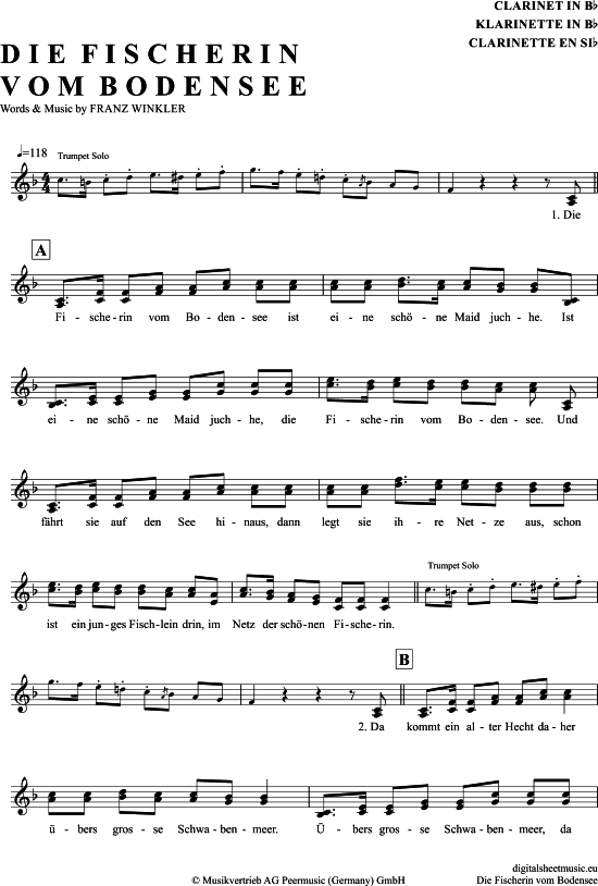 Product gallery: Page 1 of 4 Die Fischerin Vom Bodensee , Helwig, Margot und Maria, Clarinet in B-flat