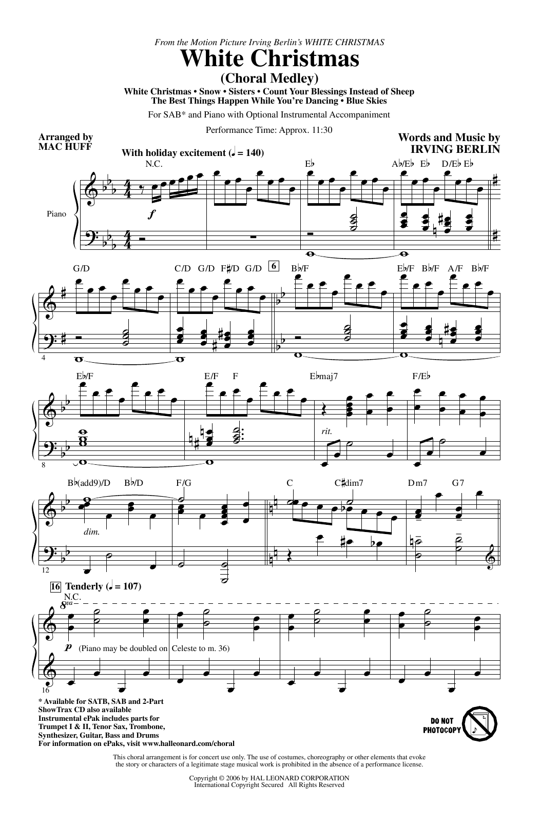 Produktbild zu: White Christmas (Choral Medley) (arr. Mac Huff)