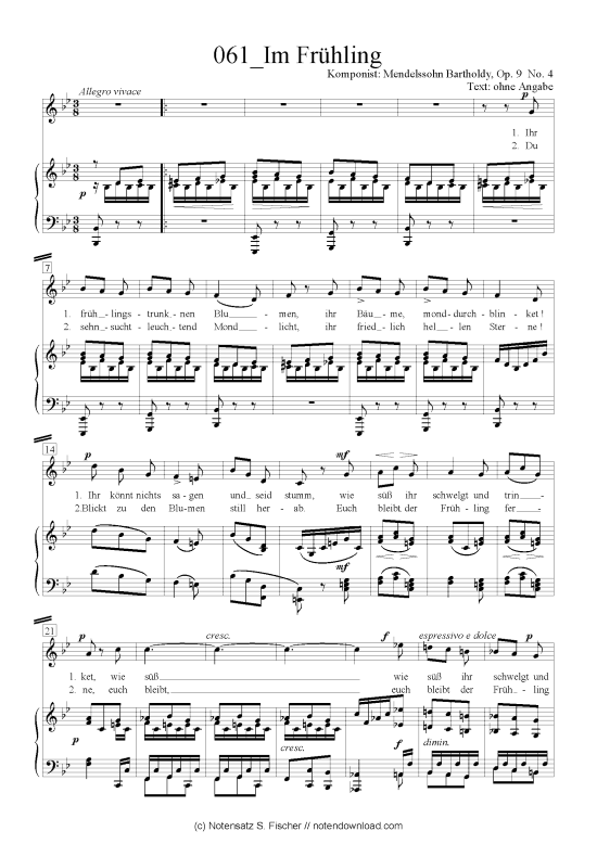 Product picture to: Im Frühling Felix Mendelssohn Bartholdy (1809-1947)