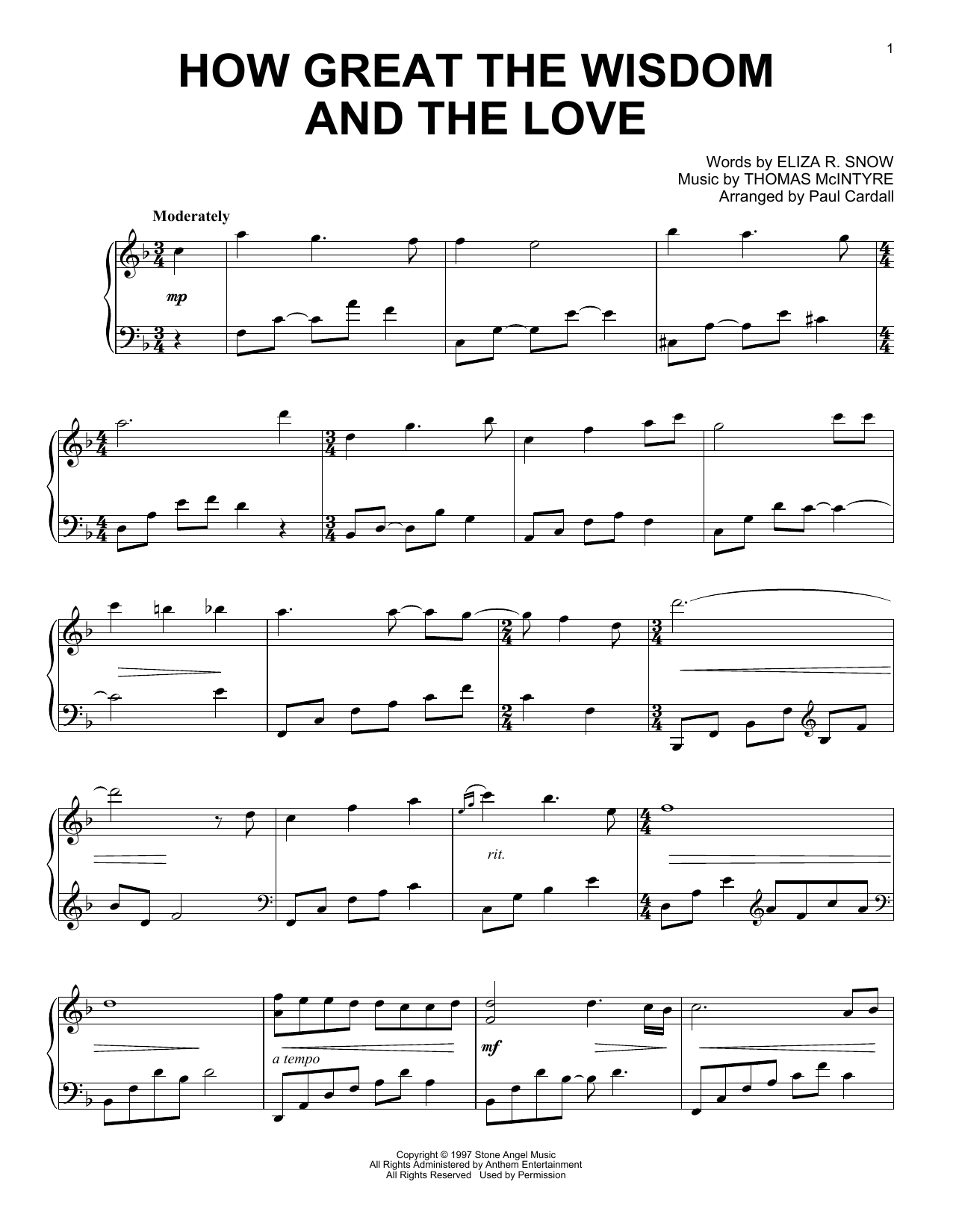 Product picture to: How Great The Wisdom And The Love (arr. Paul Cardall)