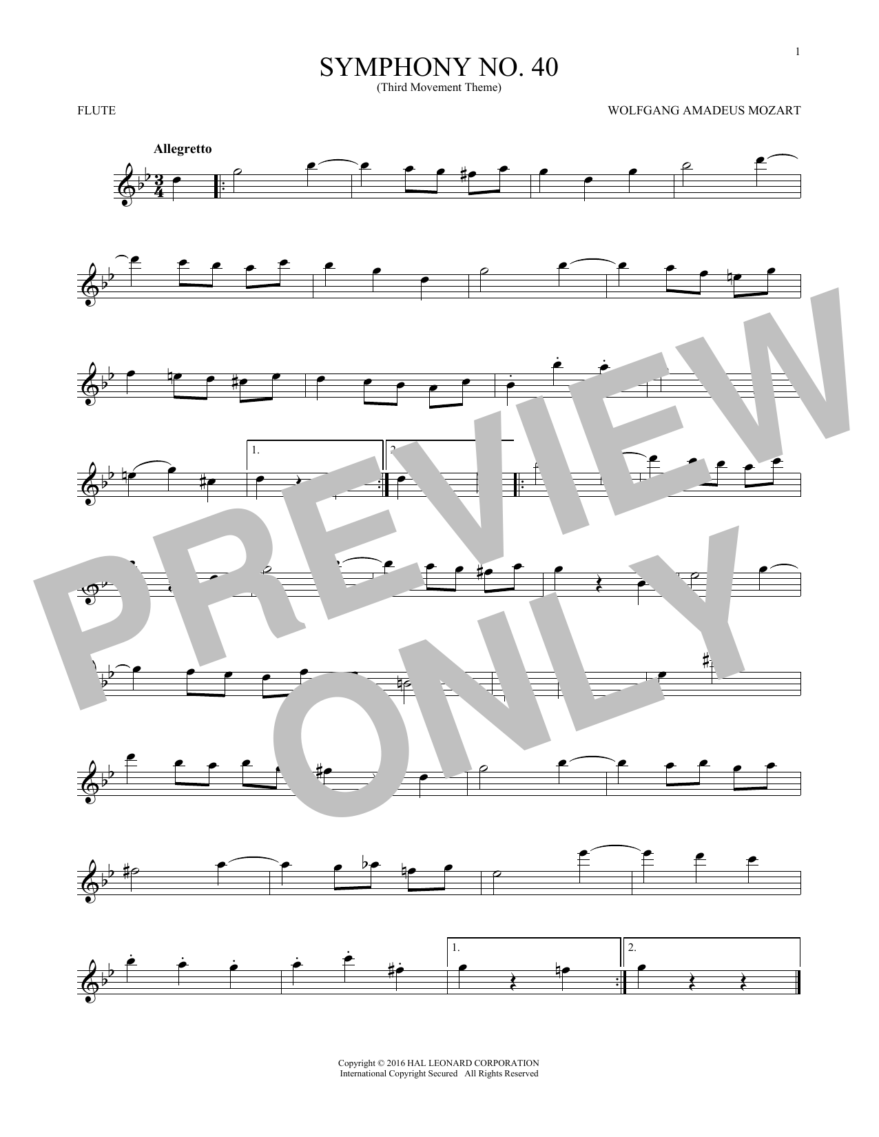 Product gallery: Page 1 of 1 Symphony No. 40 In G Minor, Third Movement ("Minuet"), Wolfgang Amadeus Mozart