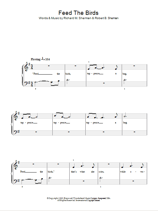 Product picture to:  Feed The Birds (Tuppence A Bag) (from Mary Poppins) - Sherman Brothers