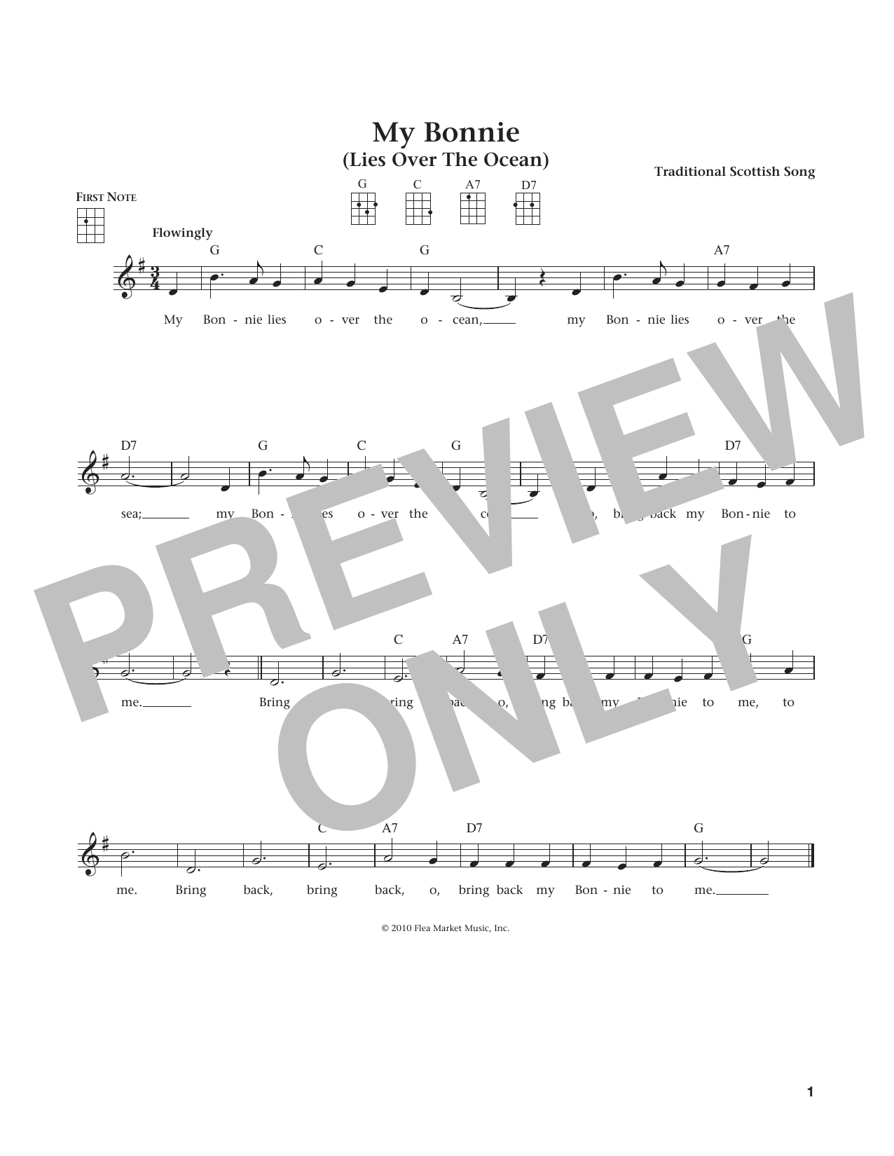 Product gallery: Page 1 of 1 My Bonnie Lies Over The Ocean (from The Daily Ukulele) (arr. Liz and Jim Beloff), Traditional