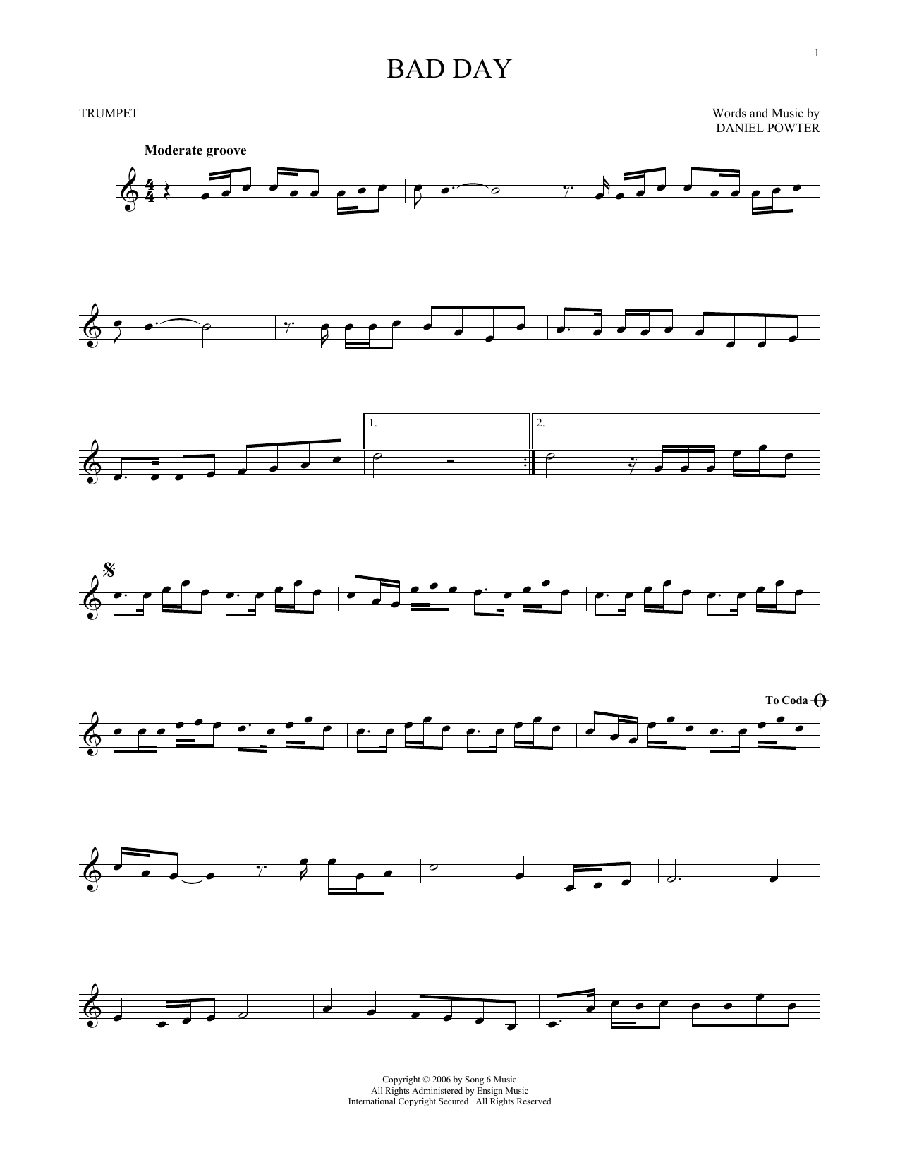 Produktgalerie: Seite 1 von 1 Bad Day, Daniel Powter, Trompete