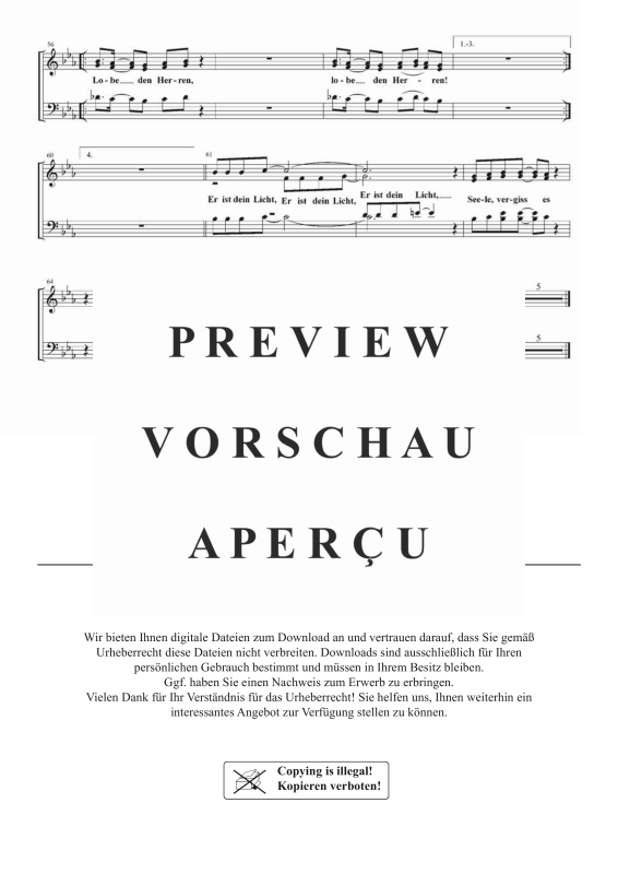 gallery: Lobe den Herren, den mächtigen König der Ehren EG 316, 317 / GL 392, , Gemischter Chor und Klavier