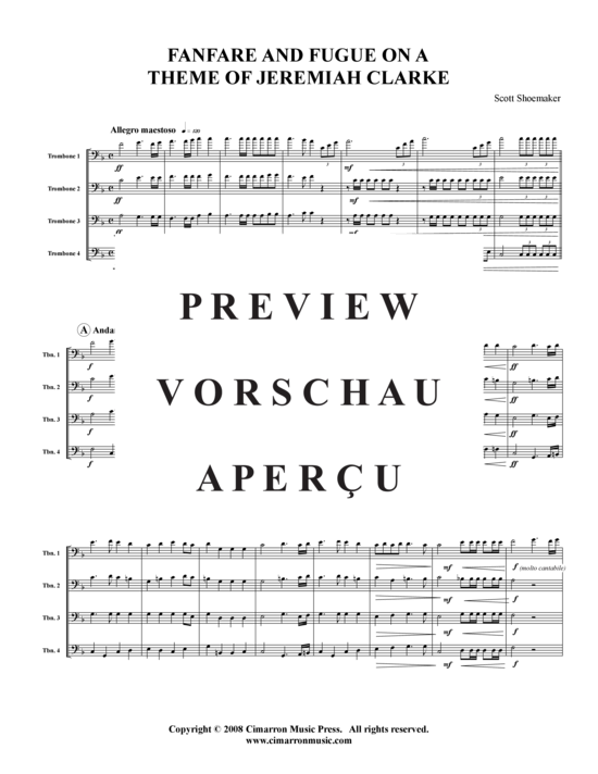 Product gallery: Page 2 of 17 Fanfare & Fugue auf ein Thema von Jeremiah Clarke , , (Trombone Quartet)