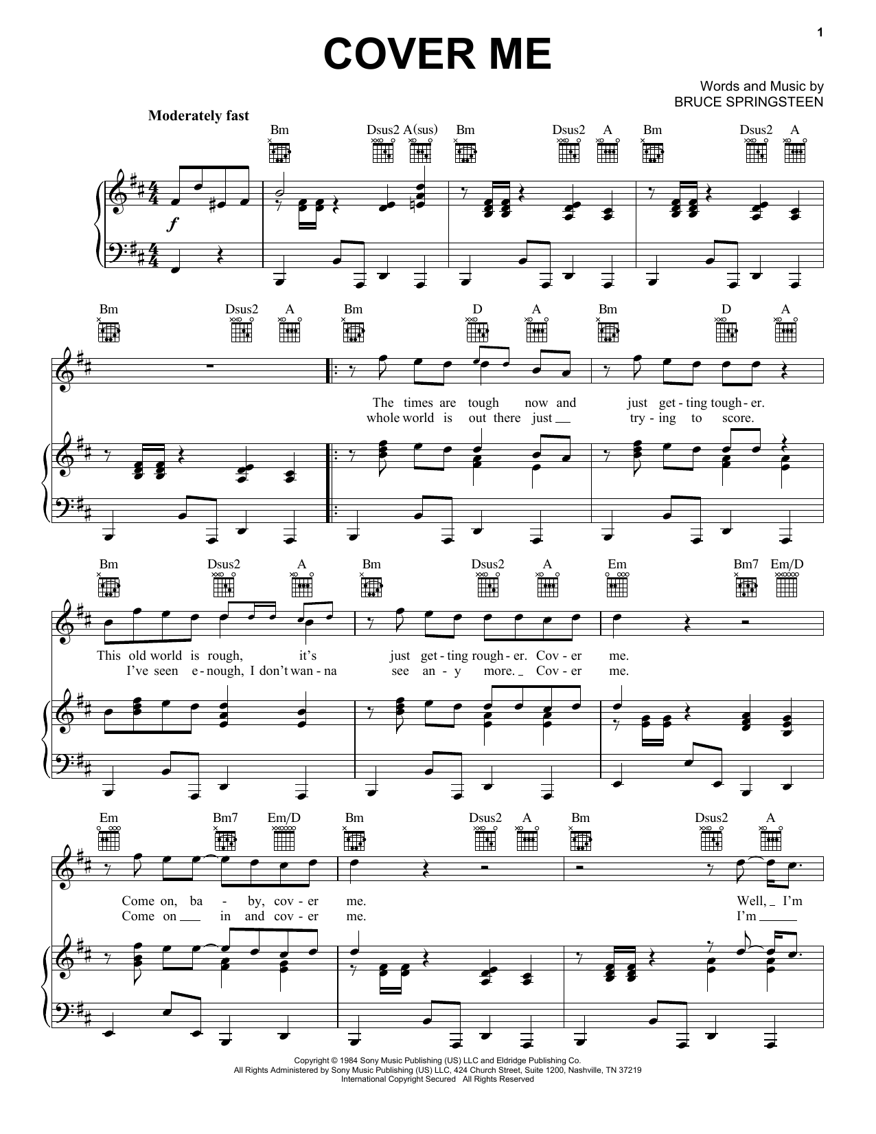 Produktgalerie: Seite 1 von 1 Cover Me, Bruce Springsteen, Gesang, Gitarre, Klavier