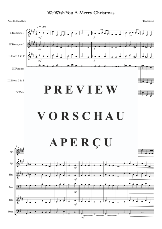 Produktgalerie: Seite 2 von 9 We Wish You A Merry Christmas, , (Blechbläserquartett)