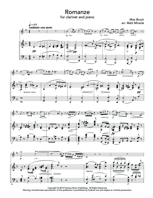 Product gallery: Page 1 of 11 Romanze, , (clarinet in Bb and piano)