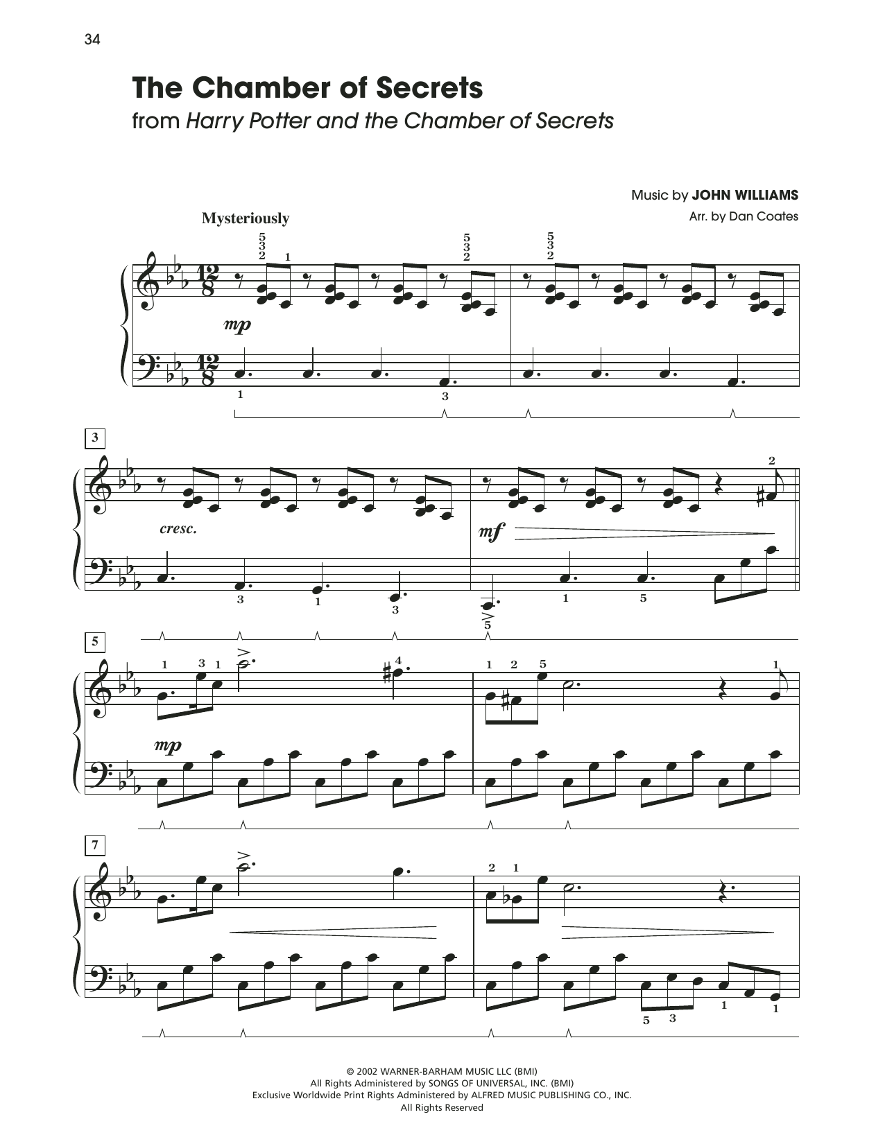 Product picture to: The Chamber Of Secrets (from Harry Potter) (arr. Dan Coates)