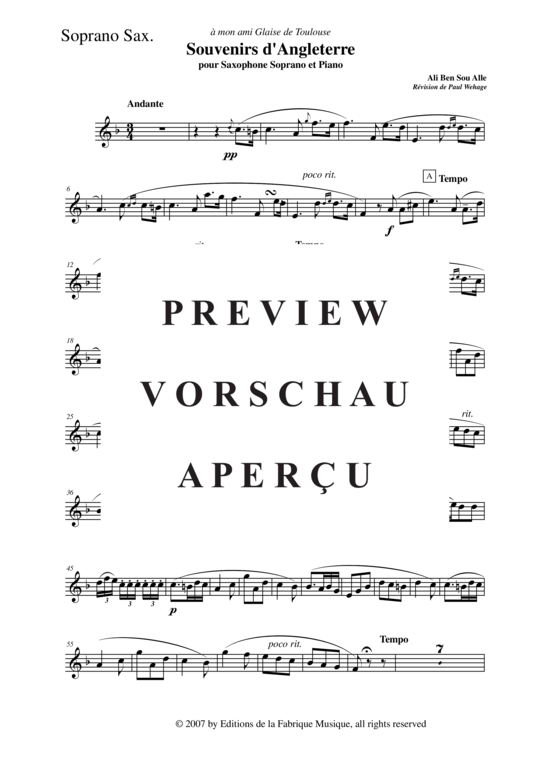 Product gallery: Page 15 of 17 Souvenirs d´Angleterre , , (soprano saxophone + piano)