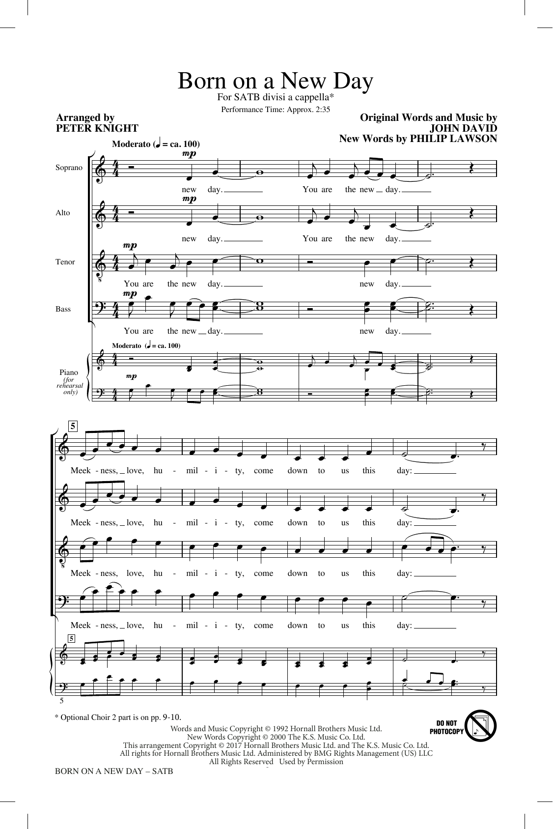 Produktbild zu: Born On A New Day (arr. Peter Knight)