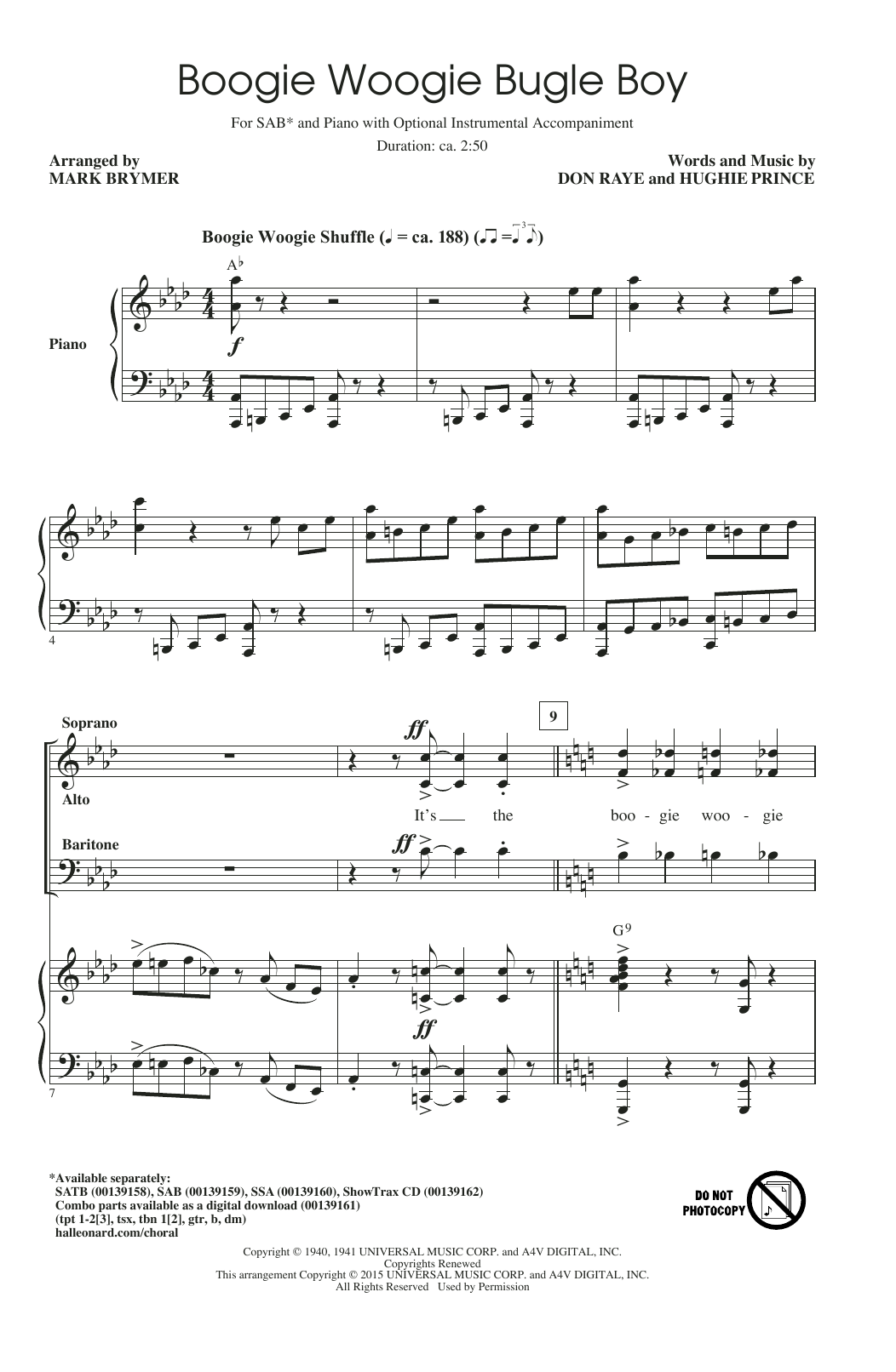 Product picture to: Boogie Woogie Bugle Boy (arr. Mark Brymer)
