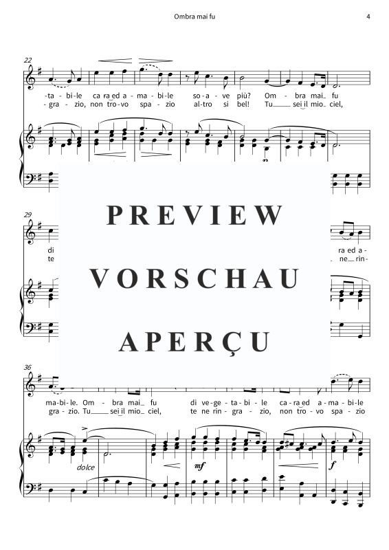 Produktgalerie: Seite 6 von 7 Ombra mai fu - Largo dall´opera Serse HWV 40, , Gesang und Klavier