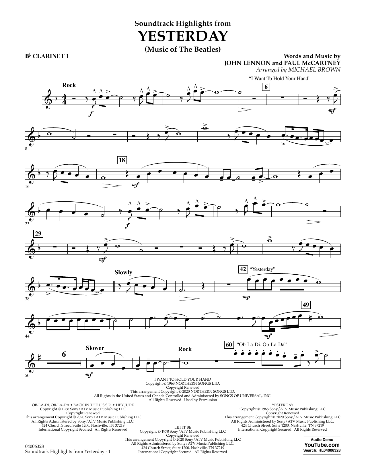 Produktgalerie: Seite 1 von 1 Highlights from Yesterday (Music Of The Beatles) (arr. Michael Brown) - Bb Clarinet 1, The Beatles, Ensemble