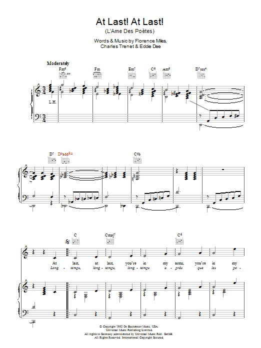 Produktgalerie: Seite 1 von 1 At Last! At Last! (L'Ame Des Poetes), Charles Trenet, Gesang, Gitarre, Klavier