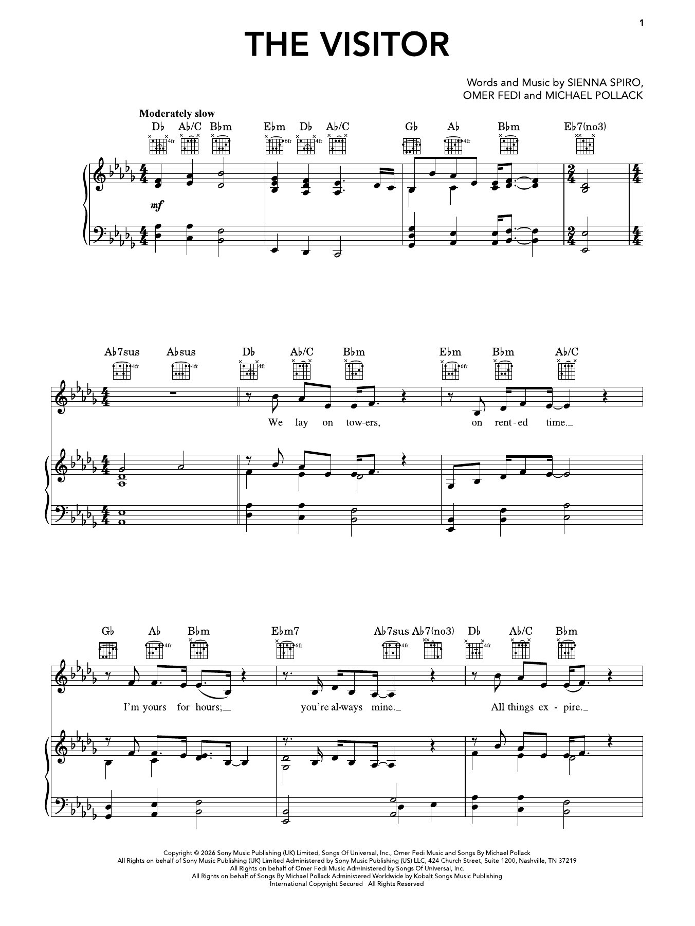 Produktgalerie: Seite 1 von 1 The Visitor, Sienna Spiro, Gesang, Gitarre, Klavier