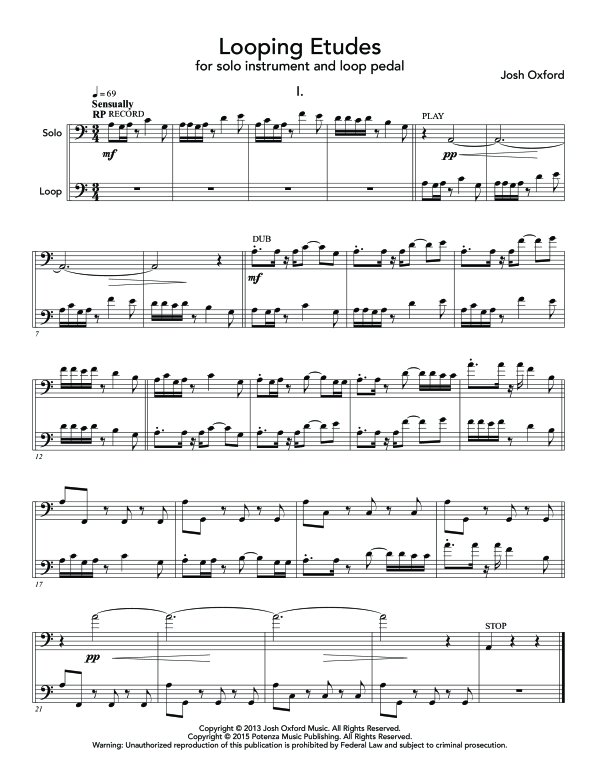 Product gallery: Page 1 of 11 Looping Etudes, , (bass key instrument and loop pedal)