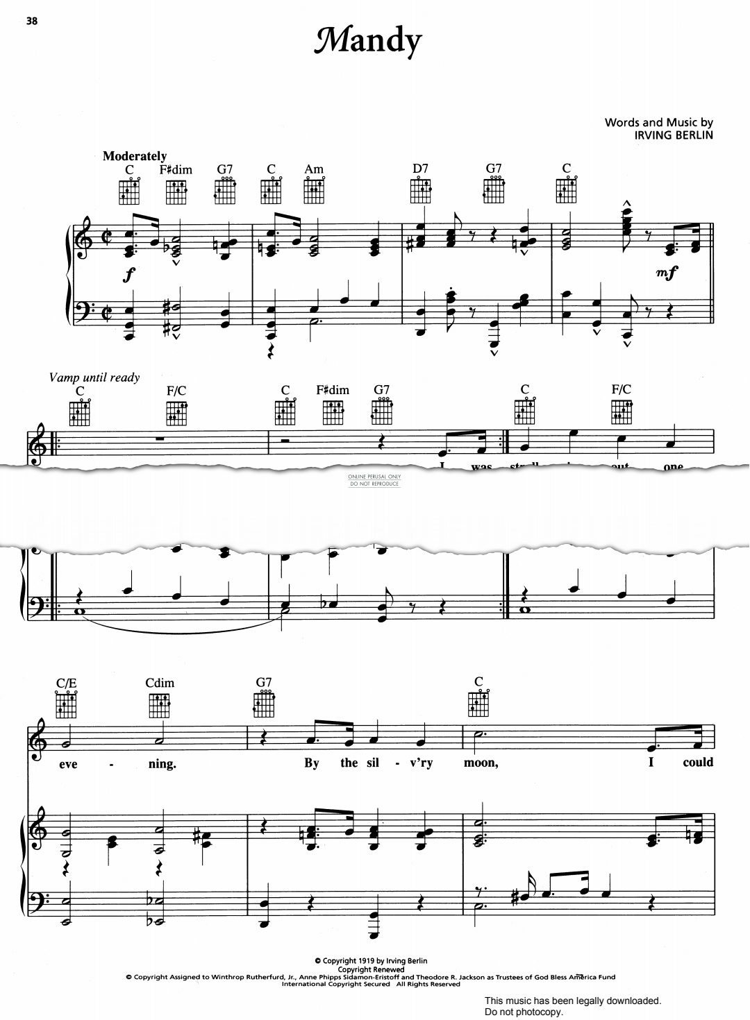 Produktgalerie: Seite 1 von 1 Mandy, Irving Berlin, Gesang, Gitarre, Klavier