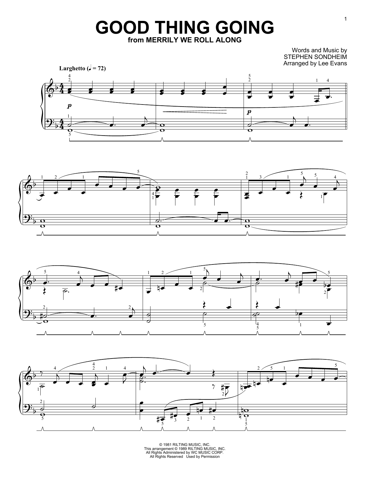 Product picture to: Good Thing Going (from Merrily We Roll Along) (arr. Lee Evans)