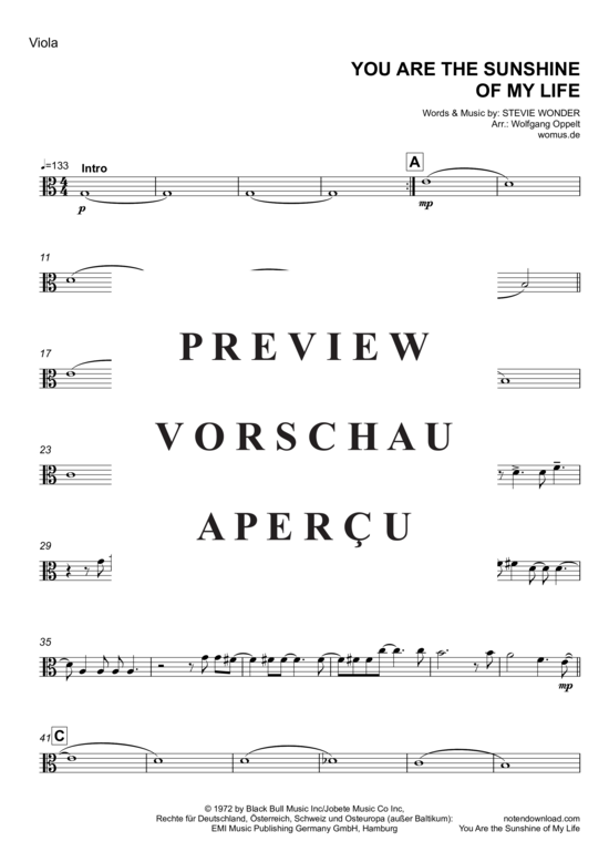 Produktgalerie: Seite 11 von 16 You Are the Sunshine of My Life , Wonder, Stevie, (Streicher Quartett)