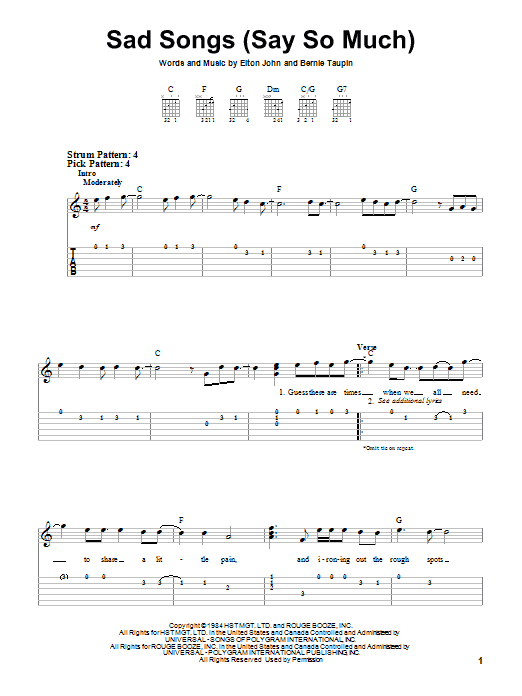 Product gallery: Page 1 of 1 Sad Songs (Say So Much), Elton John