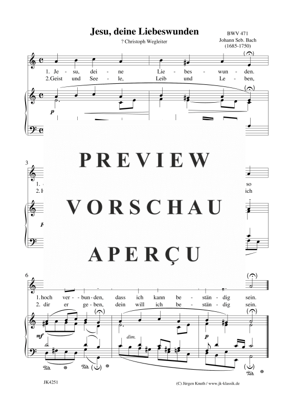 gallery: Jesu, deine Liebeswunden BWV 471, , Gesang und Klavier