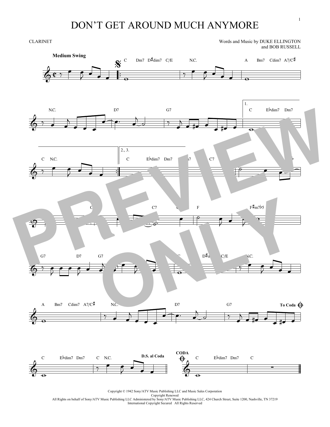 Product gallery: Page 1 of 1 Don't Get Around Much Anymore, Duke Ellington