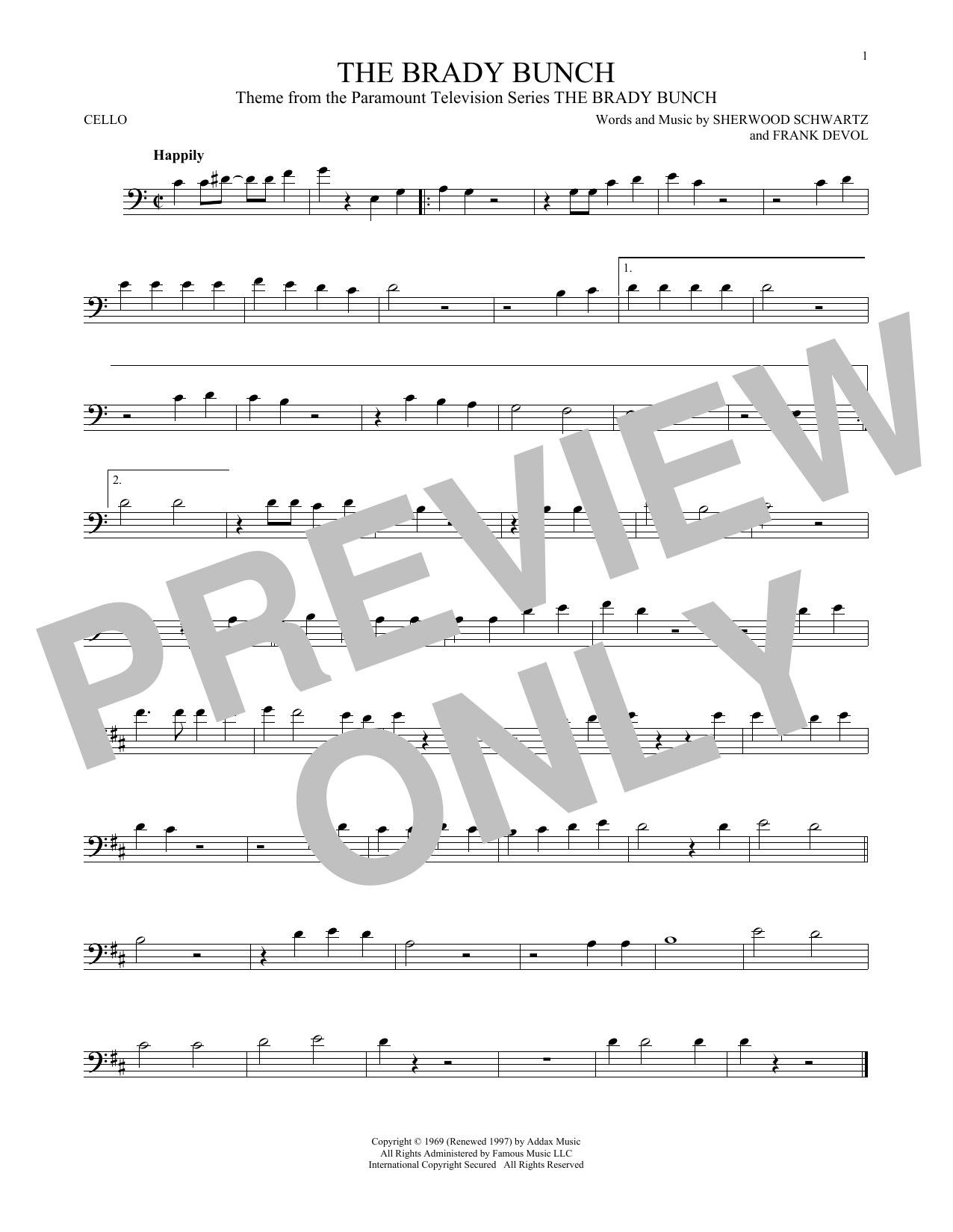 Produktgalerie: Seite 1 von 1 The Brady Bunch, Sherwood Schwartz, Violoncello