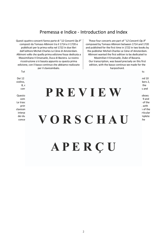 Product gallery: Page 3 of 11 Four Double Concertos Op.9, , 2 Oboes and Harpsichord