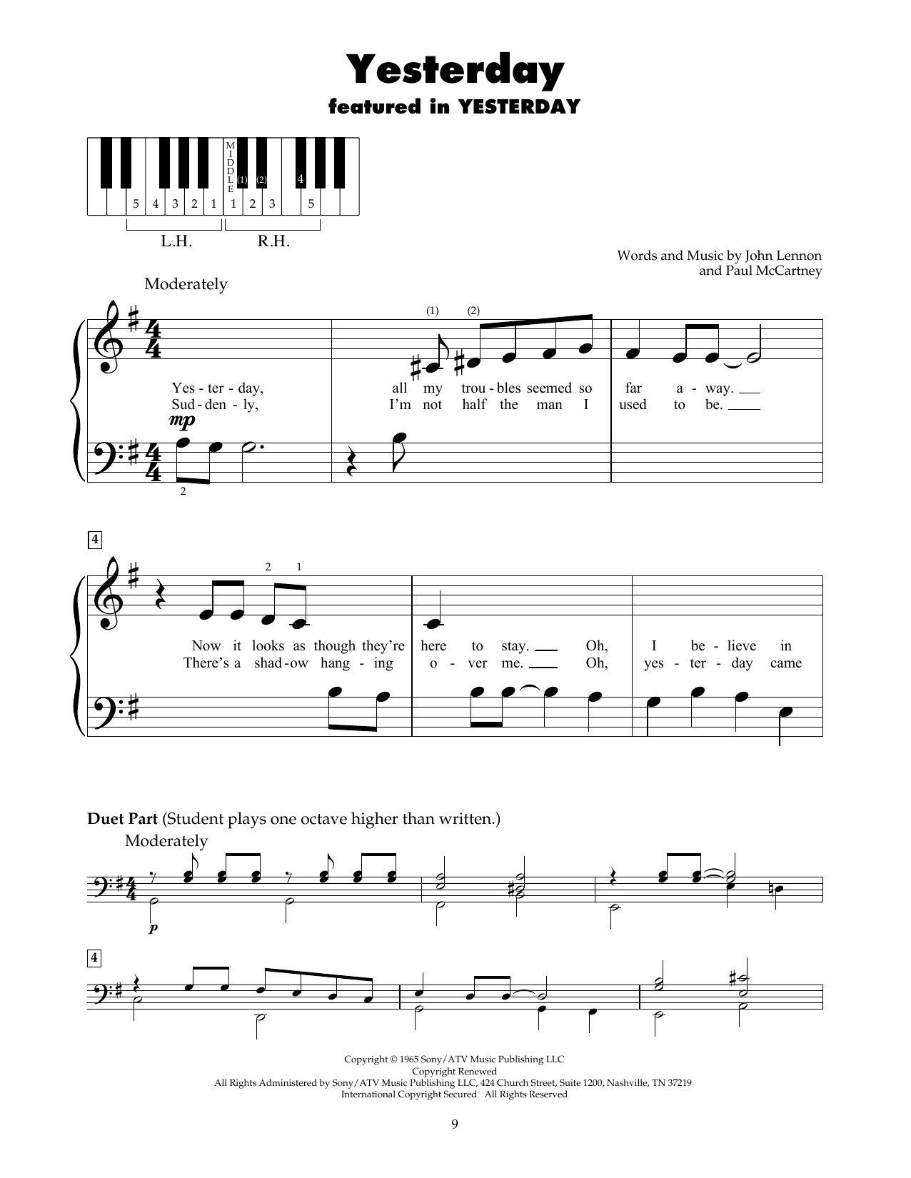 Produktgalerie: Seite 1 von 1 Yesterday, The Beatles, Klavier