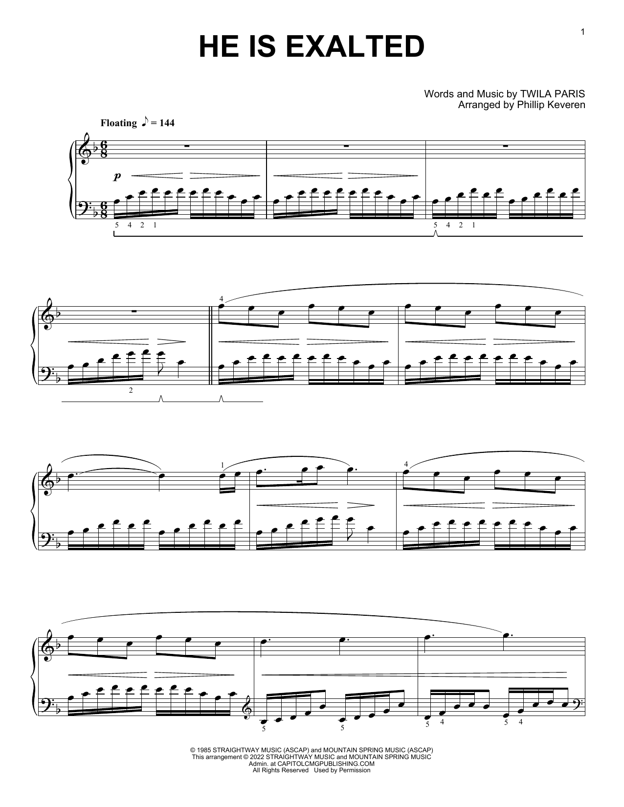 Product picture to: He Is Exalted [Classical version] (arr. Phillip Keveren)