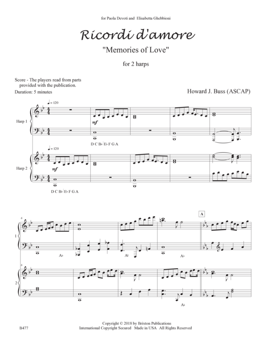 Produktbild zu: Ricordi d´ amore Memories of Love Howard J. Buss