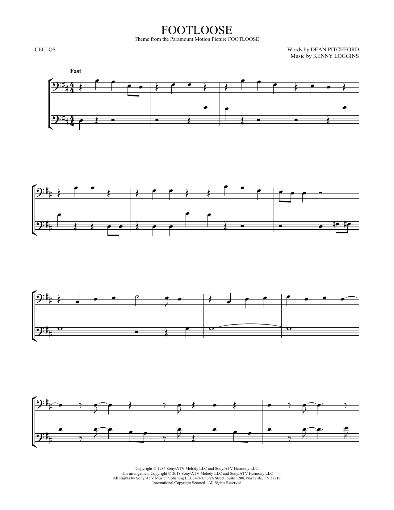 Produktgalerie: Seite 1 von 1 Footloose, Kenny Loggins, Violoncello