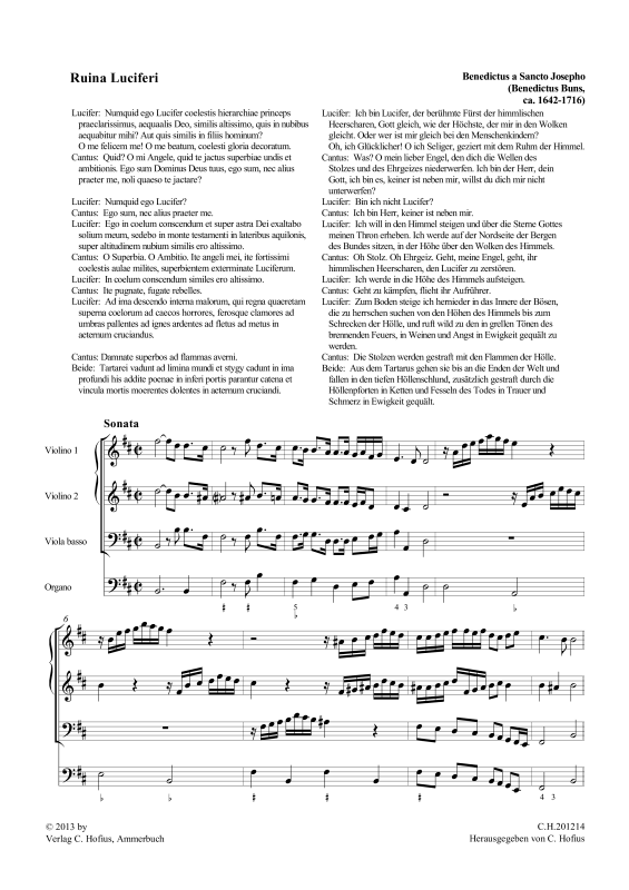 gallery: Ruina Luciferi, , (Gemischtes Ensemble Sopran, Bass, 2 Violinen, Viola da gamba und Orgel)