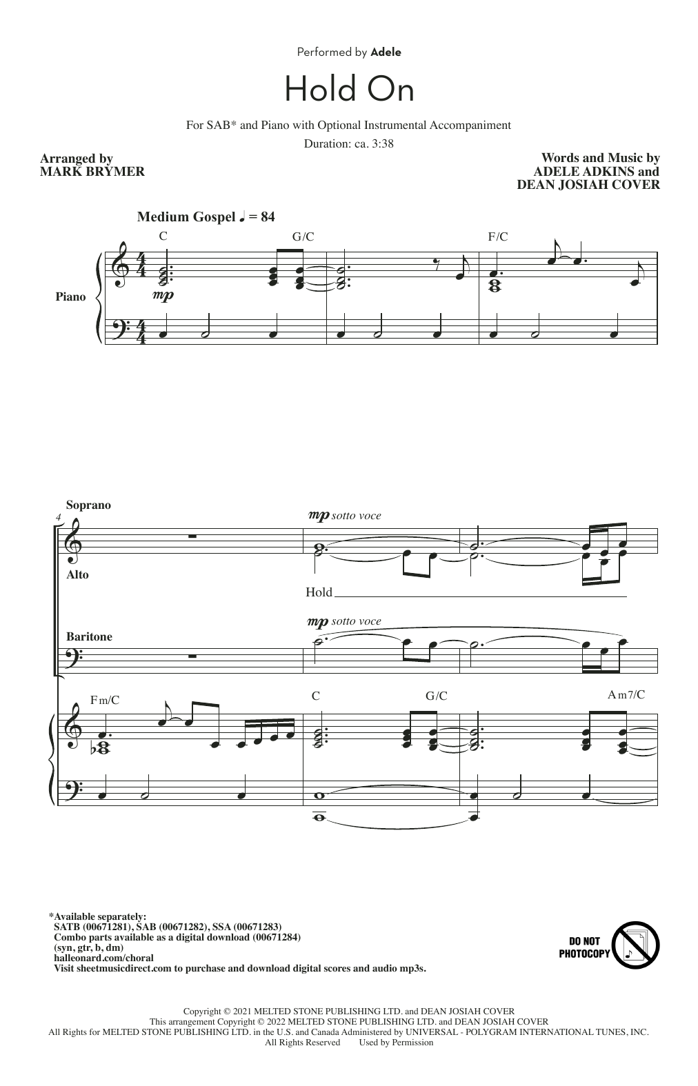 Produktbild zu: Hold On (arr. Mark Brymer)
