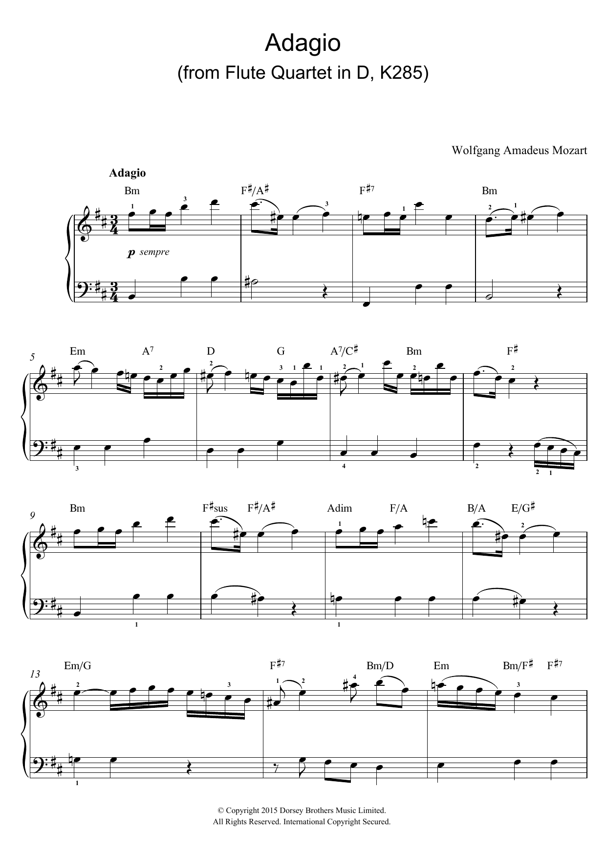 Product picture to: Adagio (from Flute Quartet In D, K285)