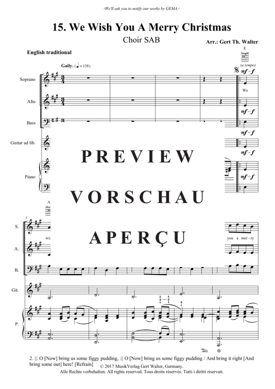Produktgalerie: Seite 2 von 3 We Wish You A Merry Christmas , , (Gemischter Chor SAB, Gitarre + Klavier)