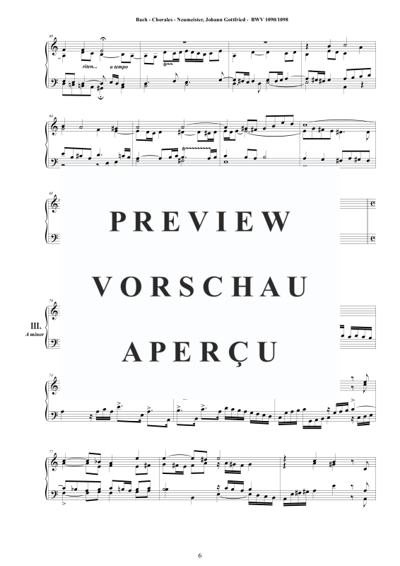Produktgalerie: Seite 7 von 11 9 Choräle Neumeister BWV 1090 - 1098, , Cembalo/Klavier Solo
