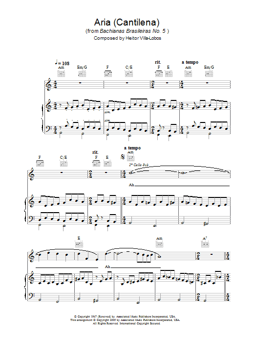 Product picture to: Aria (Cantilena) from Bachianas Brasileiras No. 5
