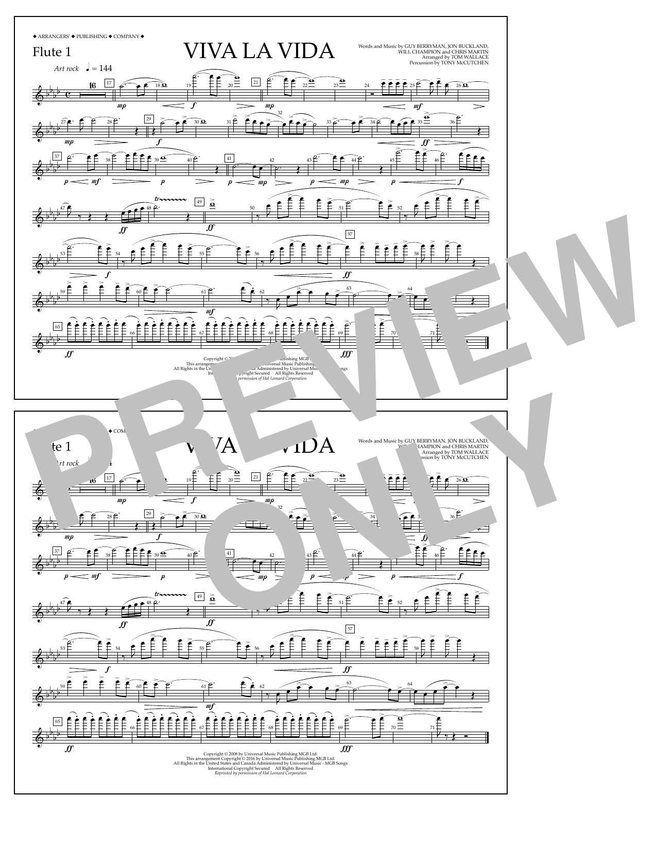 Product gallery: Page 1 of 1 Viva La Vida - Flute 1, Tom Wallace