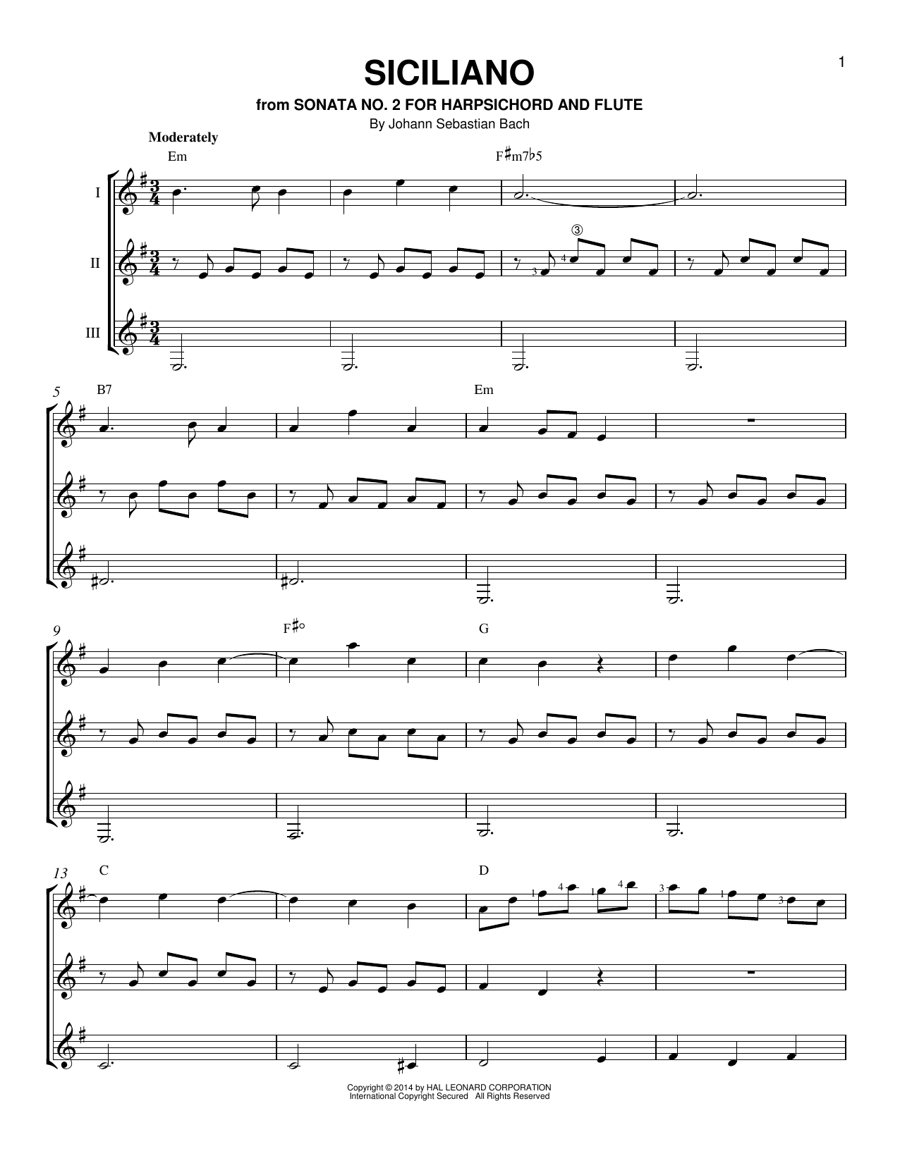 Produktgalerie: Seite 1 von 1 Siciliano, Johann Sebastian Bach, Gitarre