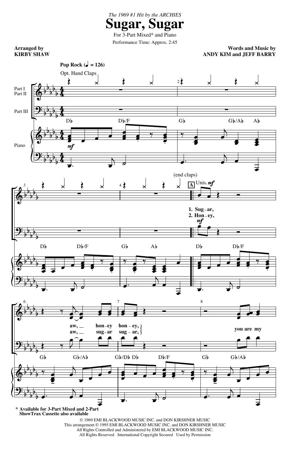 Produktbild zu: Sugar, Sugar (arr. Kirby Shaw)